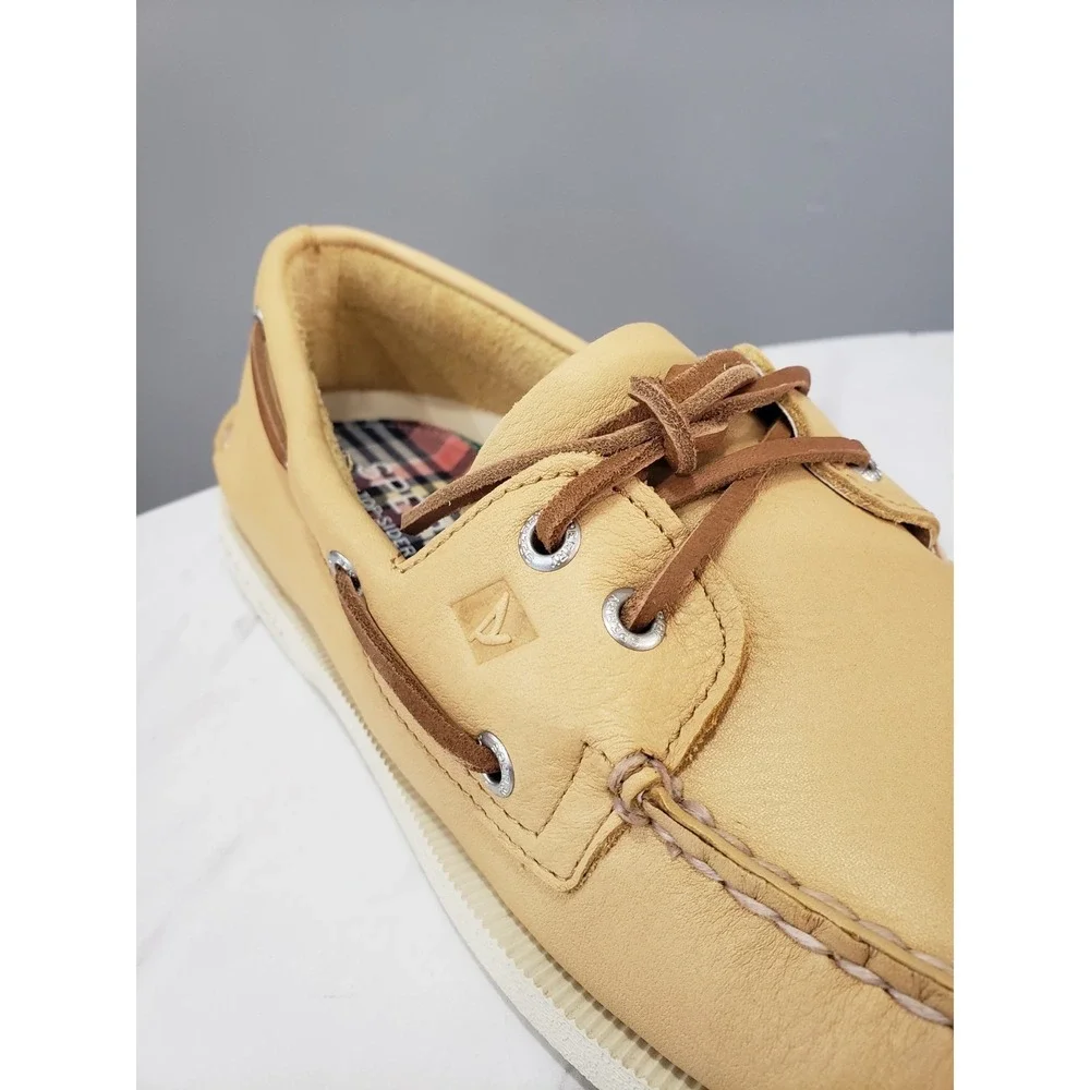 NEW NO BOX MENS SIZE 10 Sperry A/O 2-EYE BROWN YELLOW slip on boat shoes